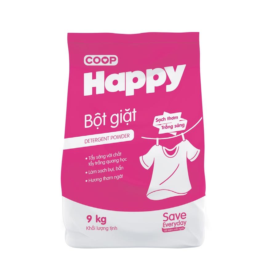 Bột giặt sạch thơm Coop Happy 9kg