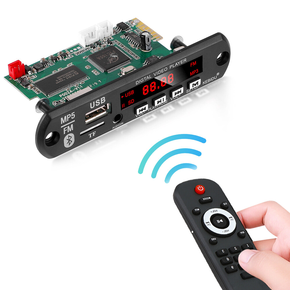 Bo Mạch Giải Mã MP5 Bluetooth 5.0 5V 12V USB Không Dây U Đĩa TF MP3 WAV AUX FM Radio Mô-đun Giải Mã Âm Thanh Có Điều Khiển Từ Xa