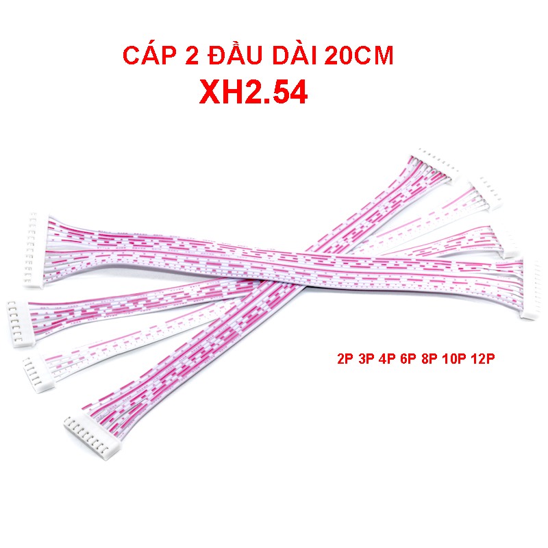 Cáp 2 đầu trắng hồng XH2.54 - dây bus 20cm