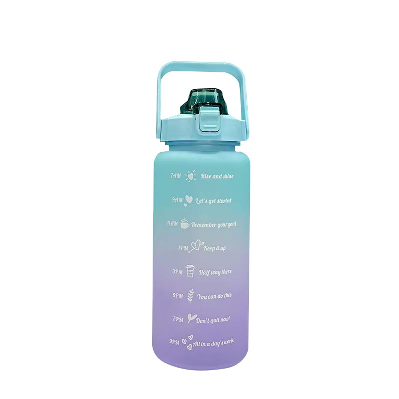 2000Ml Scale Straw Plastic Cup Sports Water Bottle Large-Capacity Water Cup High Temperature Resistant Water Kettle Time Marker