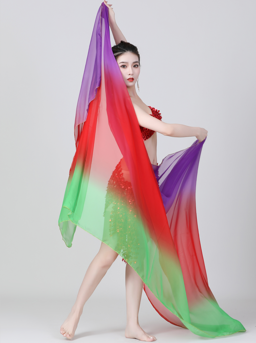 Belly Dance Gradient Color Opening Dance Color Large Size Hand Throwing Yarn Dance Accessories Performance Scarf