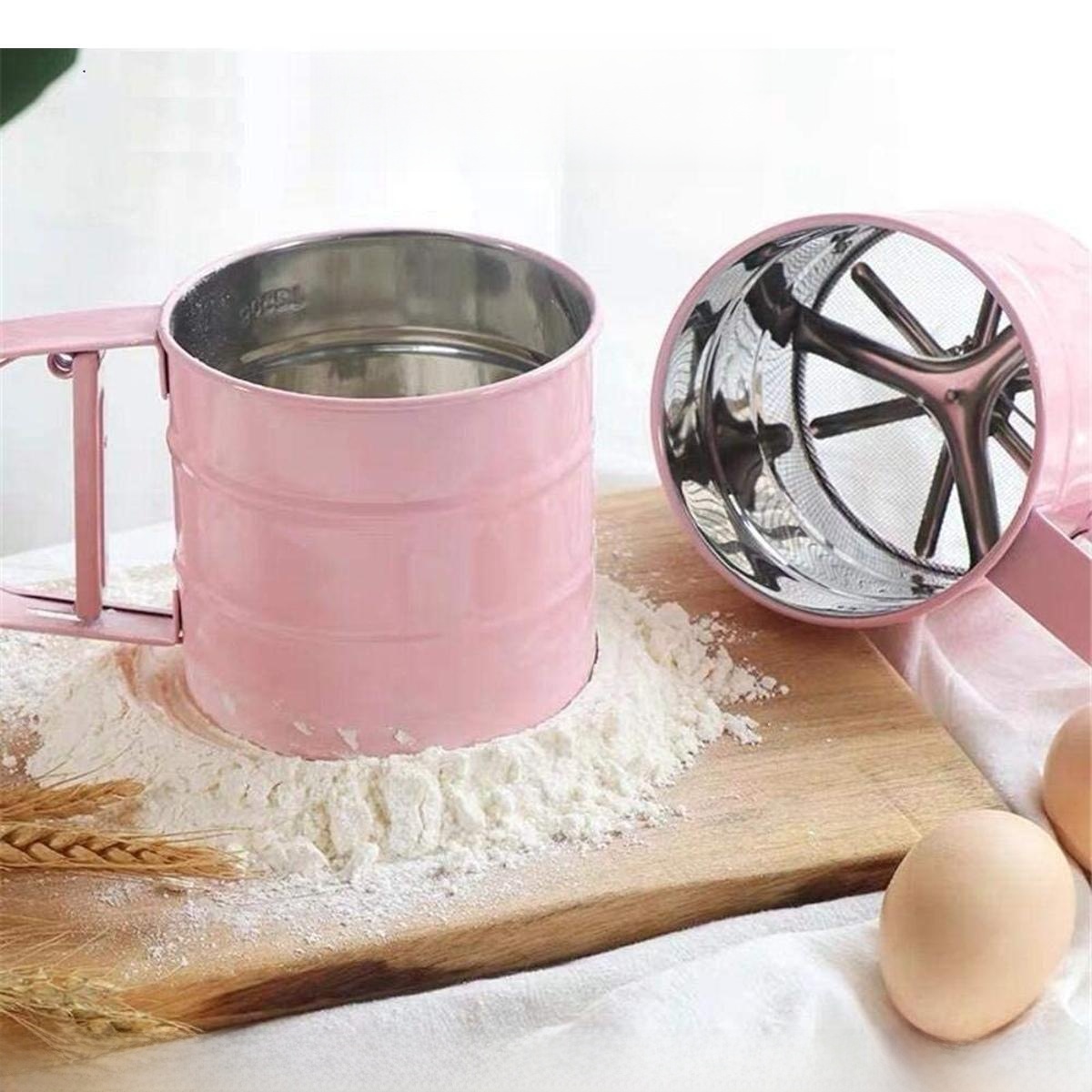 Handheld Stainless Steel Flour Shaker Mesh Flour Shifter Sugar Bake Tool Kitchen Bakeware Shifters, Handheld Cup Strainer Food Grade. 
