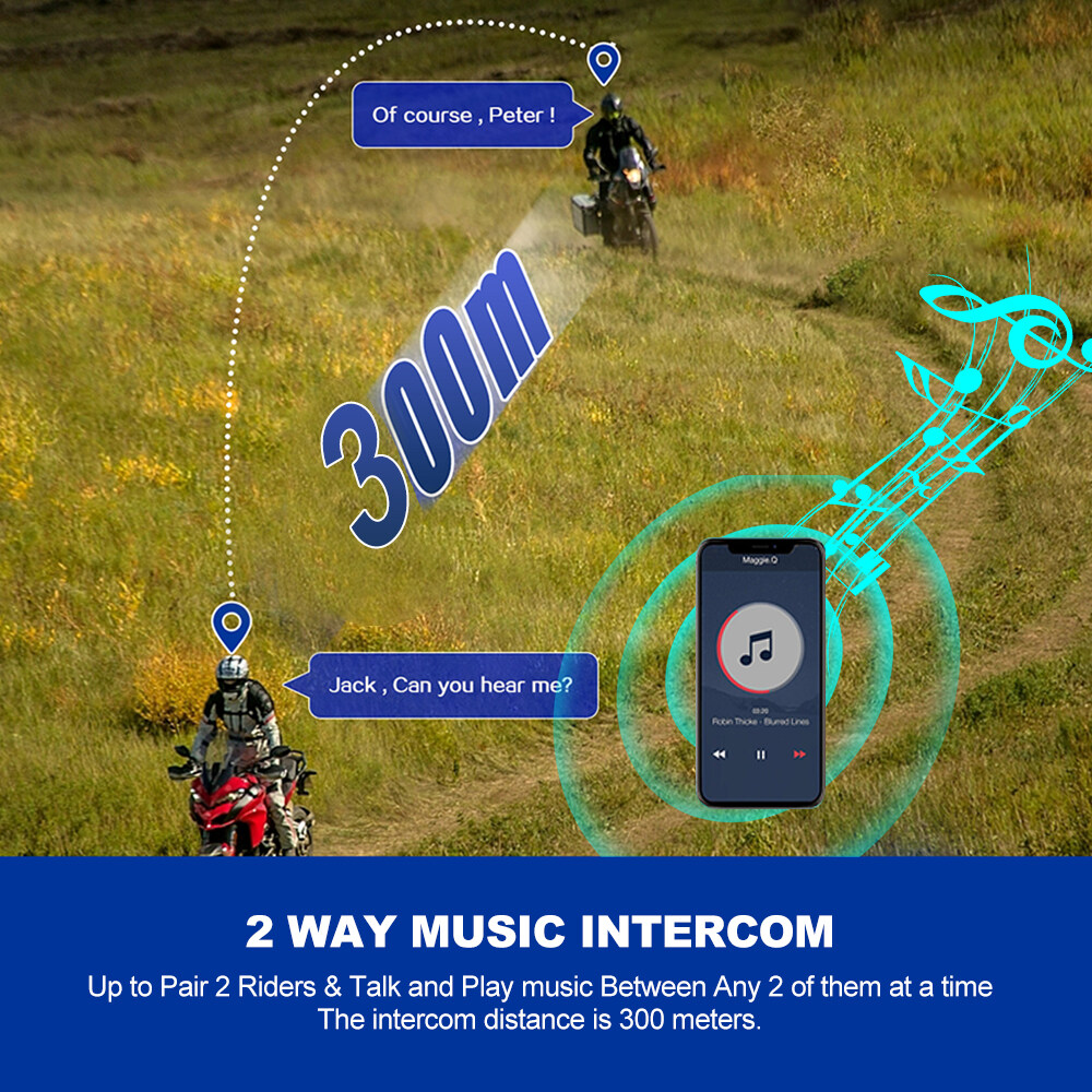Hlinkey Mũ bảo hiểm xe máy Bluetooth 5.3 tai nghe gắn trong mũ bảo hiểm không cần tay Cuộc Gọi Kit IPX6 Không Thấm Nước 2000MAh Thời gian chờ đợi lâu Tai nghe không dây âm thanh nổi Cá Tuyết
