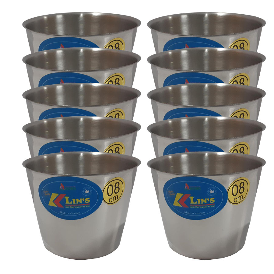 Combo 10 ly đákhuôn làm bánh Flan inox 304 cao cấp 8cm