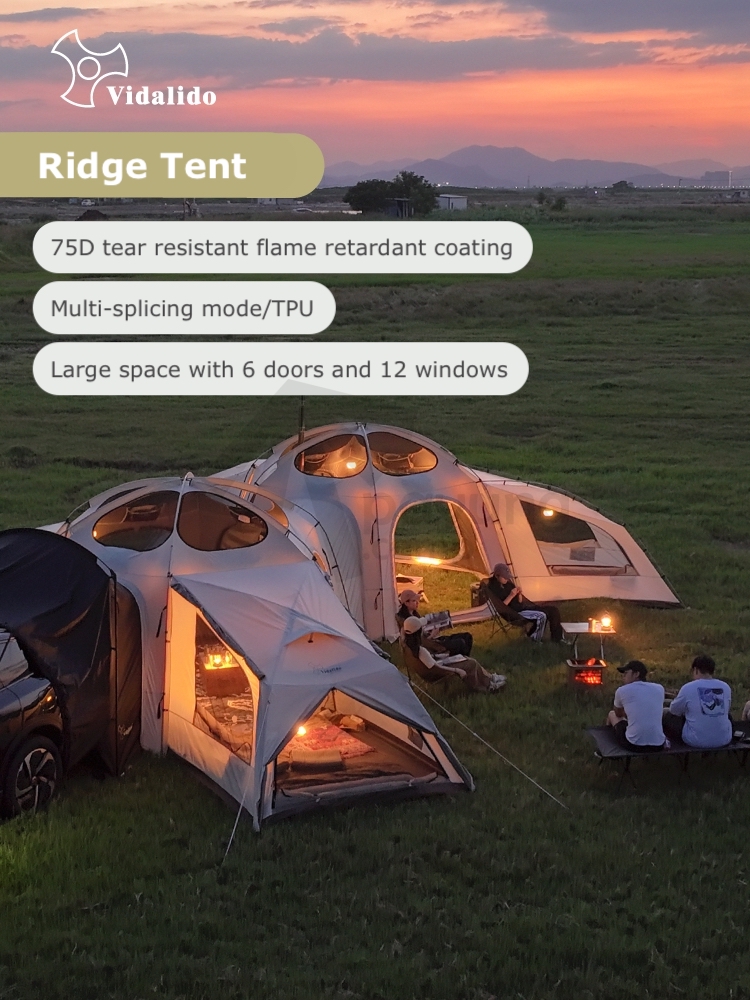 VIDALIDO Ridge Tent Tear-Proof Fire-Proof Connecting Modular Camping Tent  Room Connecting Tent Khemah