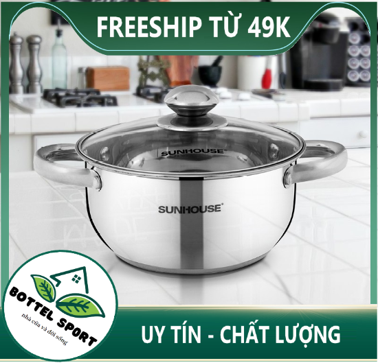 Nồi inox 3 đáy sunhouse 16cm - 20 cm - 24cm