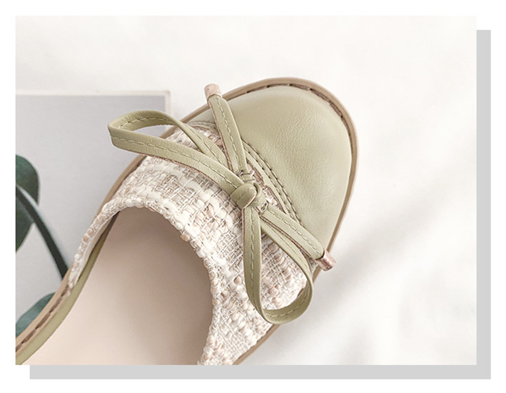 Sandal Nữ Bít Mũi Gót Thấp Đế Cao 3 Phân Đính Nơ