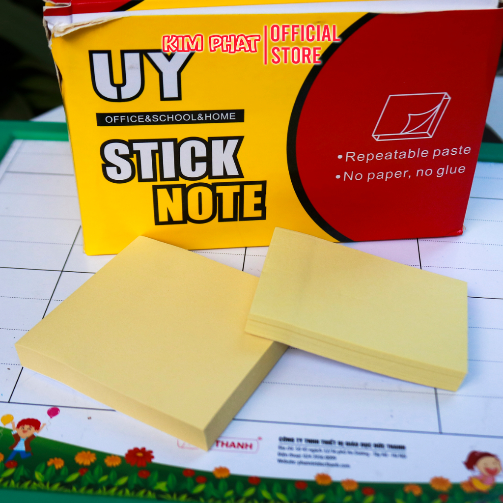 Tệp 100 tơ` Giấy Nhớ Ghi Chú Sticky Note UY 3x2 / 3x3 inch