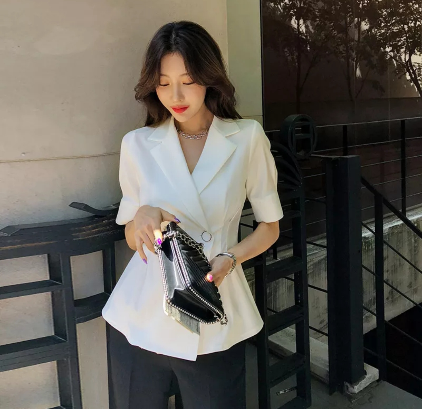 Áo Khoác Vest Nữ Dáng Dài Kiểu Hàn Quốc