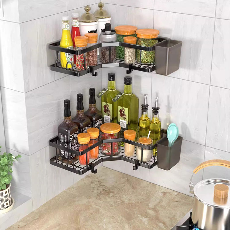 Soap rack Punch-free shelf Triangular shelf Bathroom and bathroom partition Iron art storage rack Bathroom storage basket Wall-mounted storage rack