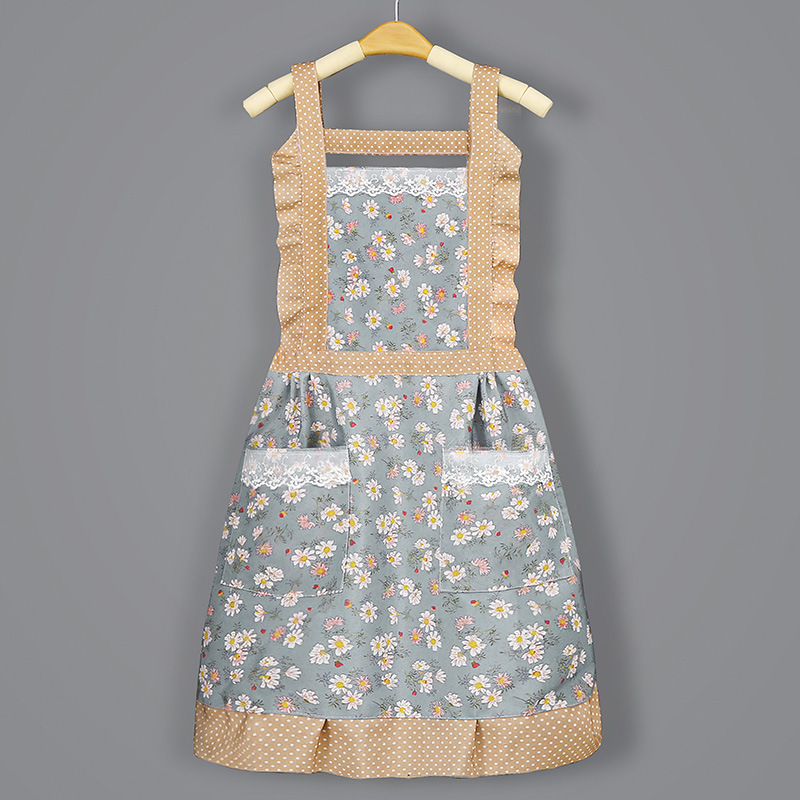 NFA Canvas apron Princess wind apron thousand bird check overalls kitchen cooking waist restaurant foreign style overalls women