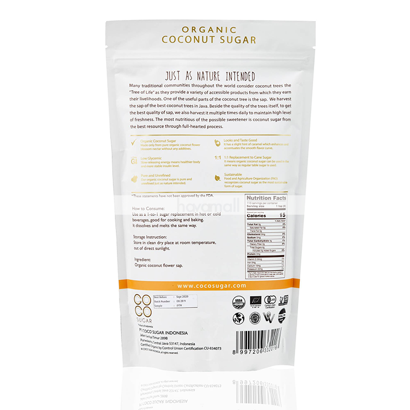 [HCM]Đường dừa hữu cơ (đường mật hoa dừa hữu cơ) - CoCo Sugar - 454g