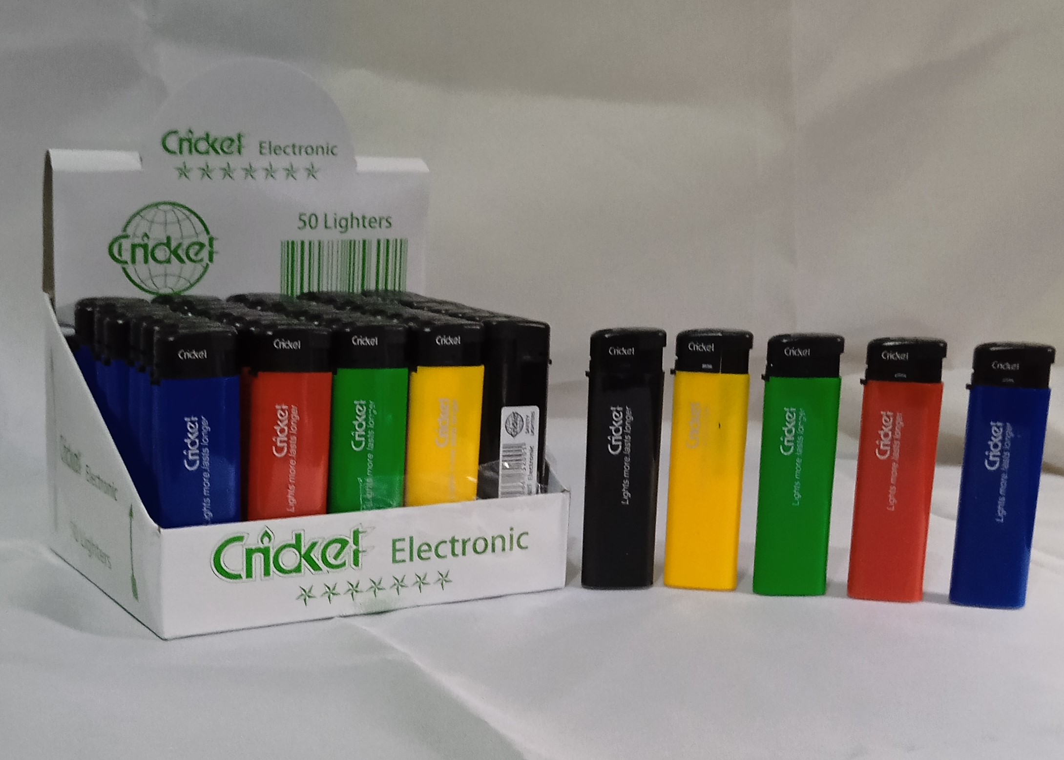 Crickets high quality electronic lighter 50pcs assortd color per box