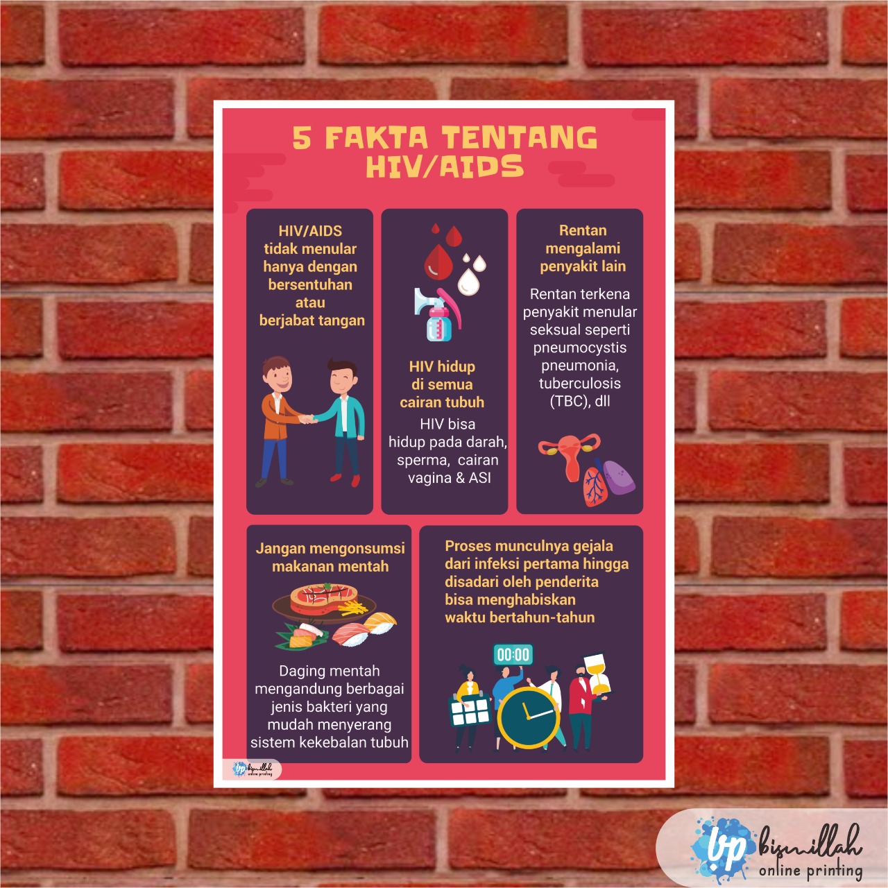 Poster Kesehatan 5 Fakta tentang hiv aids | Lazada Indonesia