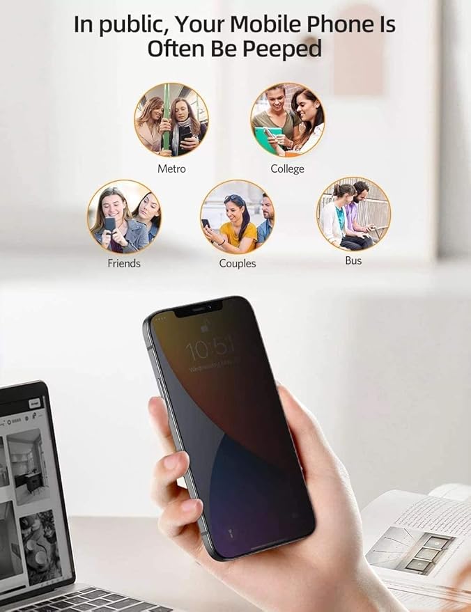 Vivo Y03t Privacy Tempered Glass Screen Protector – Premium Privacy & 9D Protection for Maximum Clarity. 