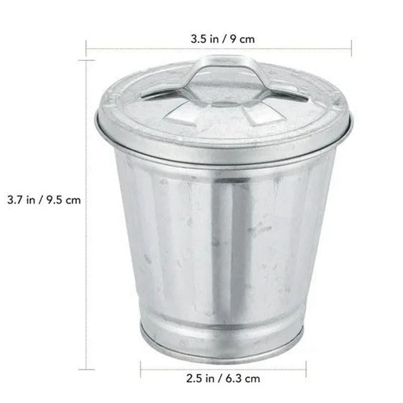 Mini Trash Can with Lid, Wastebasket Small Metal Buckets with Lids Flower Pot Pen Holder Trash, Waste Baskets.