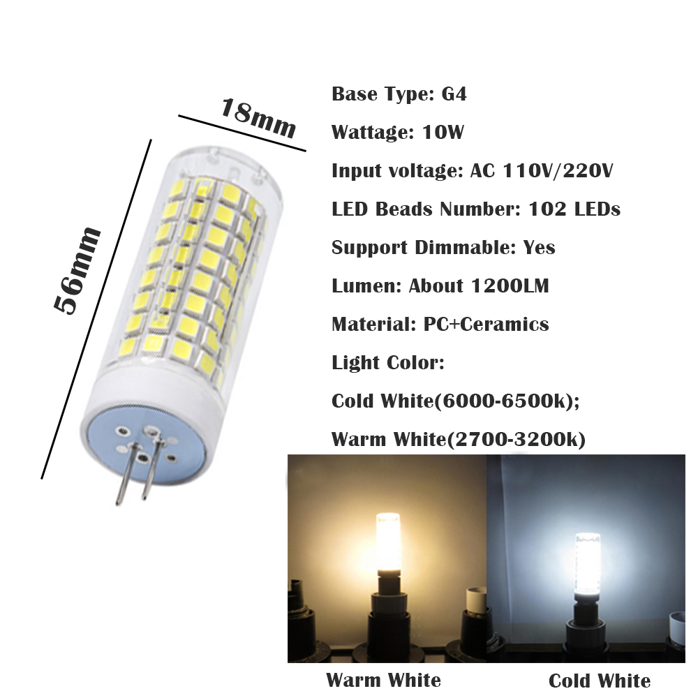 Brightest g4 g9 e11 e12 e14 e17 ba15d gy6.35 led lamp ac 220v 10w ceramic smd2835 led bulb 360 beam angle chandelier light spotlight replace halogen lights