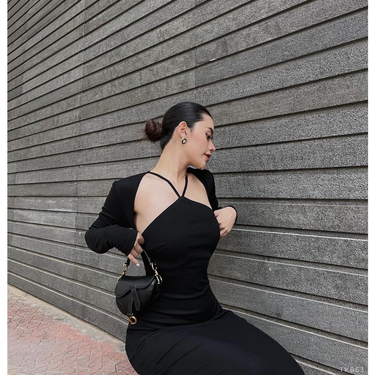 Đầm Ôm Body Dây Yếm Tay Dài
