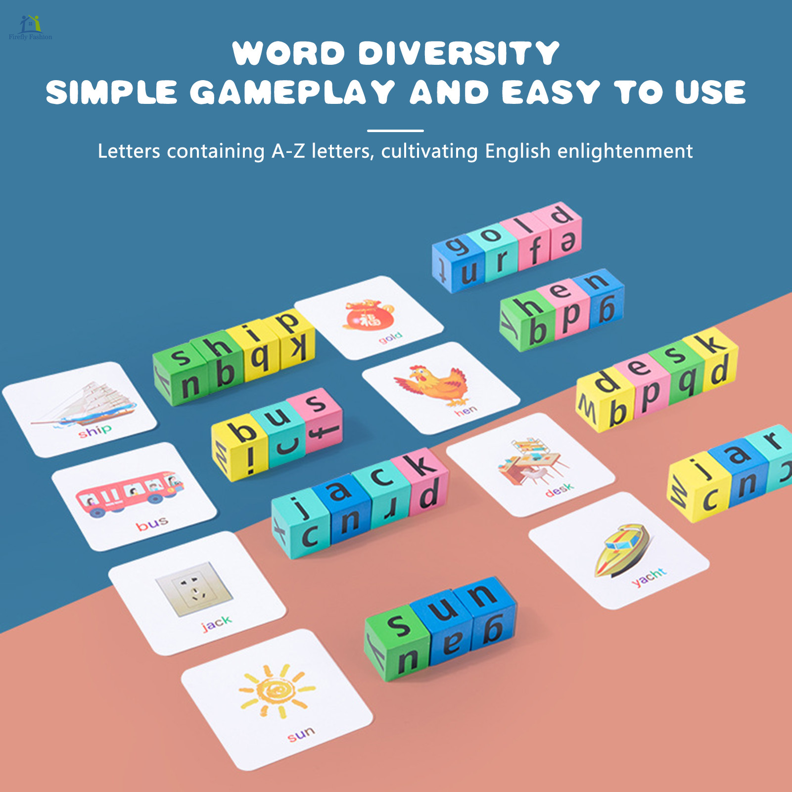 Wooden Card Word Spelling Toys Early Educational Toys Safe Wooden Material Logic Training Toy for Children Early Educational Toys Firefly Fashion