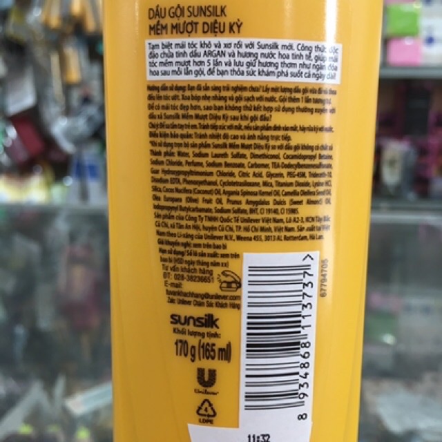 Dầu gội Sunsilk mềm mượt diệu kỳ 170g (165ml)