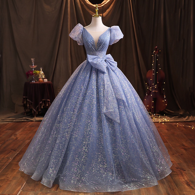 Ball Gown Long Sleeves Off Shoulder Beaded Navy Blue Prom Dress – Pgmdress-donghotantheky.vn