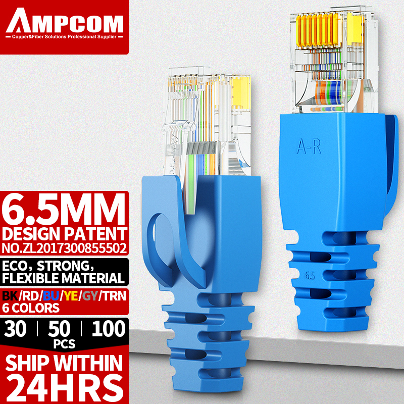 Ampcom 50 Pcs RJ45 Cáp Mạng Ethernet Căng Thẳng Relief Khởi Động Cáp Kết