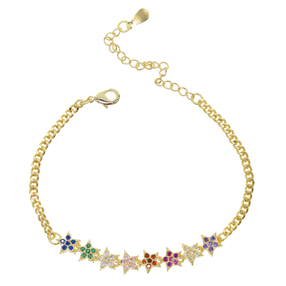 minimal%20flower%20star%20charm%20for%20lady%20girl%20gift%20rainbow%20colorful%20zirconia%20cuban%20link%20chain%20bracelet%20-%20Image%205