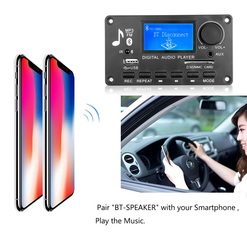 Máy Nghe Nhạc MP3 Bluetooth 5.0 12V Cho Xe Hơi Hỗ Trợ USB FM TF AUX Mô-đun Bảng Mạch Giải Mã Âm Thanh Ghi Âm Cuộc Gọi Rảnh Tay