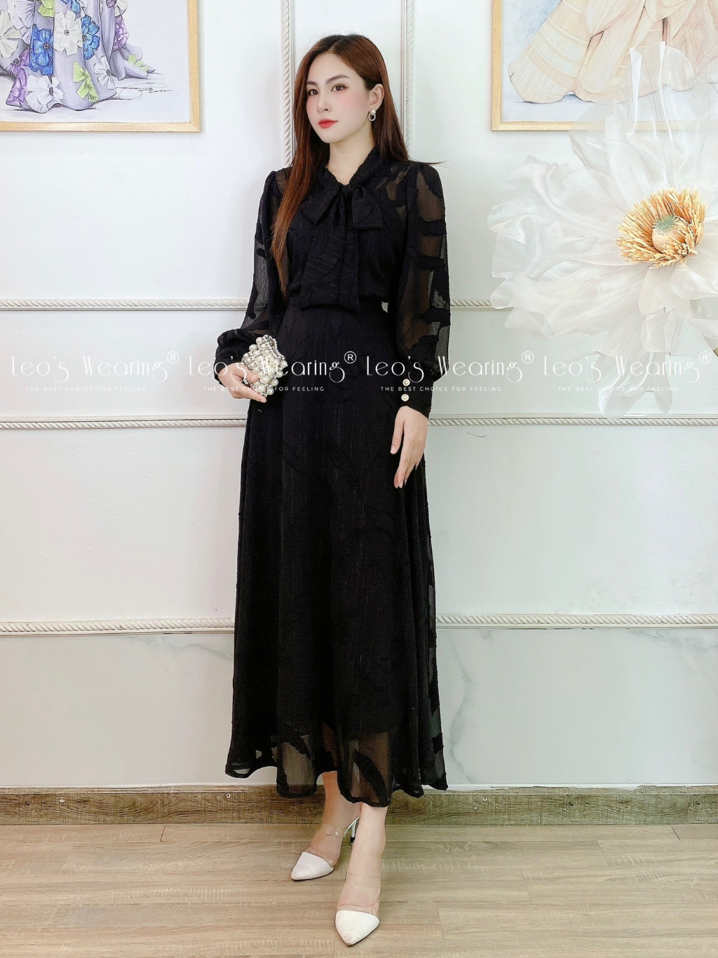 B796 LEOSWEARING set váy 3 món dáng dài