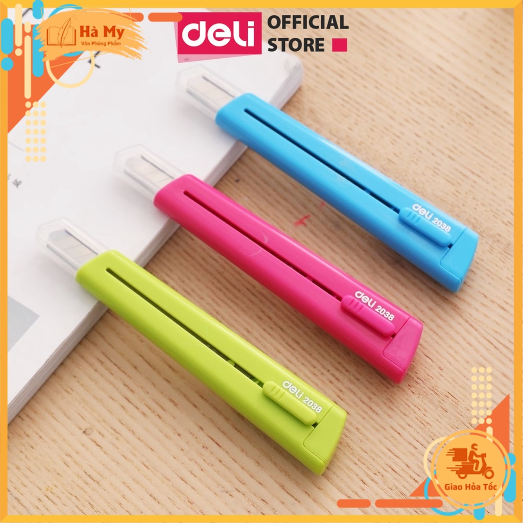 (1 Cây) Dao Rọc Giấy Có Nắp Đậy Deli - E2038