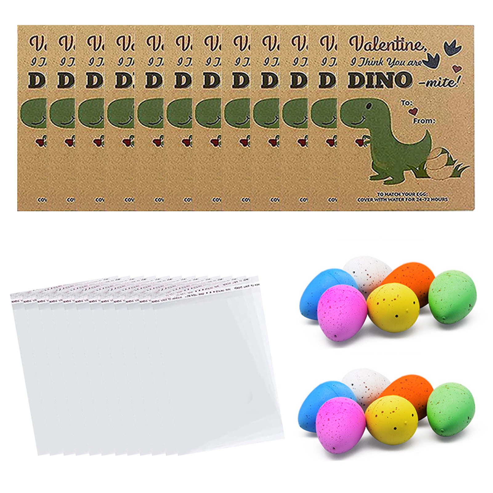 Kids Dinosaur Egg Toy Dinosaur Egg Toy with Cards Valentine's Day Dinosaur Egg Hatching Toy with Greeting Cards Perfect Gift for Kids and Classroom Exchange