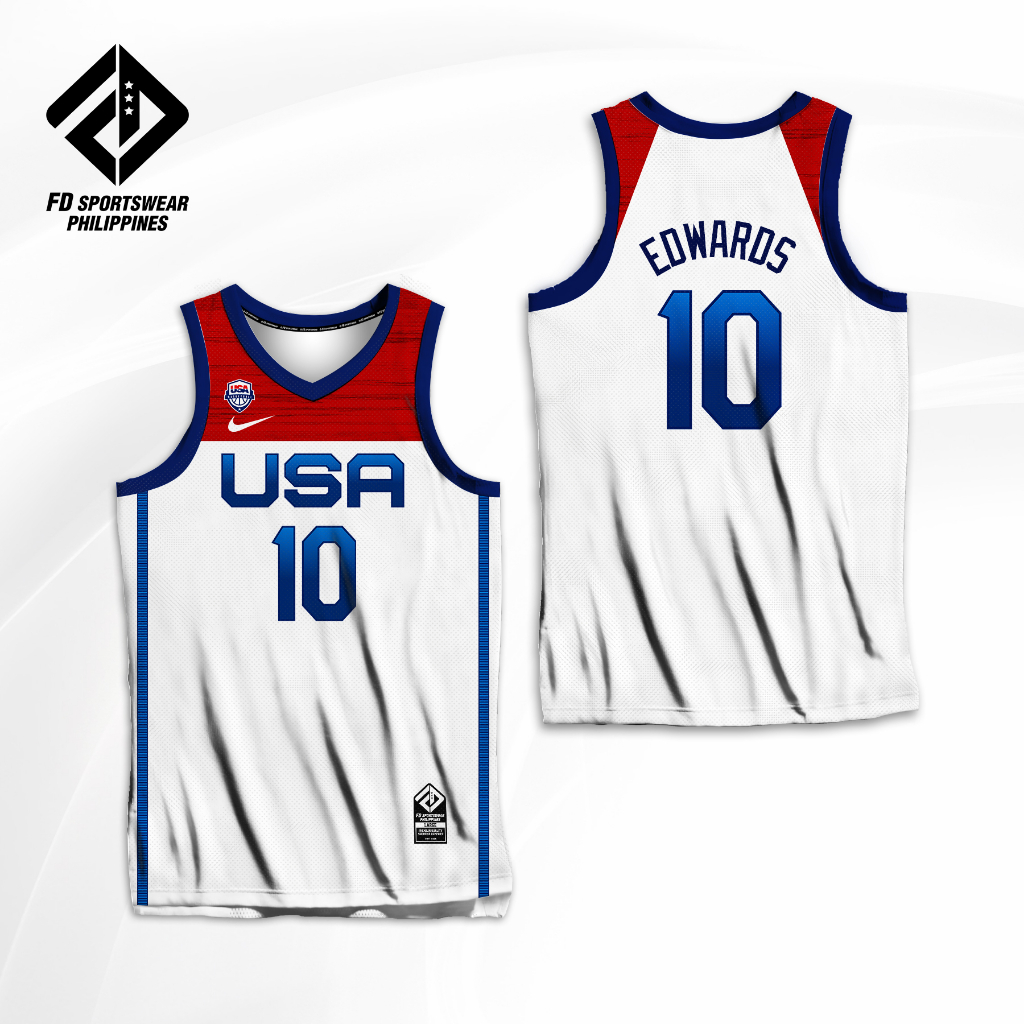 USA BASKETBALL 2023 WHT FD FULL SUBLIMATED JERSEY