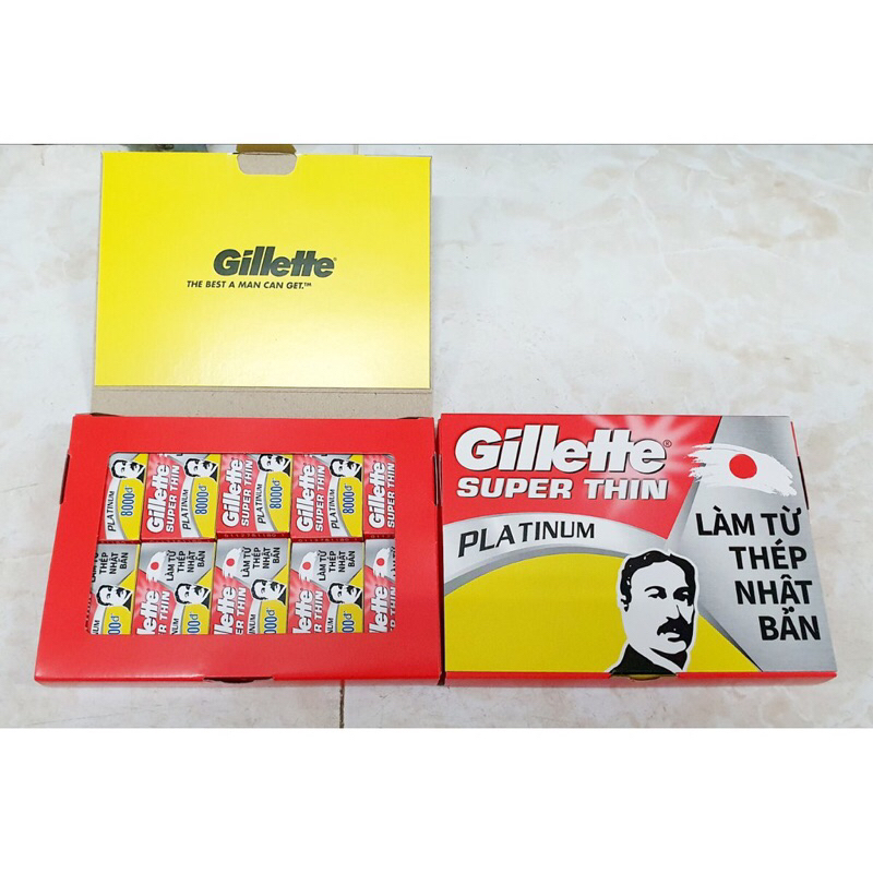 Combo 5 Lưỡi Lam Gillette Ông Già Superthin Hộp 100 Lưỡi