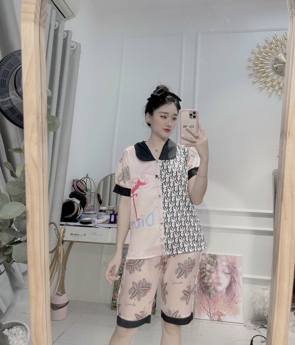 Bộ LỤA SATIN QUẦN LỬNG hoạ tiết cute FREESIZE dưới 65kg (ẢNH THẬT)