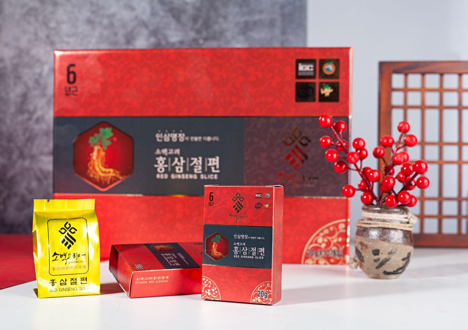 HỒNG SÂM LÁT TẨM MẬT ONG SOBAEK HÀN QUỐC (20gr x 10 gói)