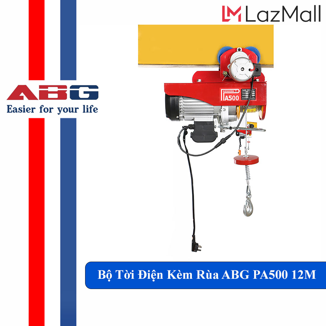 Bộ Tời Điện Kèm Rùa ABG PA500 (250/500Kg) 12 Mét - Giúp Máy Tời Treo Nâng Hạ Vật Nặng Dễ Dàng Trong Nhà Xưởng Công Nghiệp Và Đời Sống Nâng Kéo Linh Hoạt Hiệu Quả Cao
