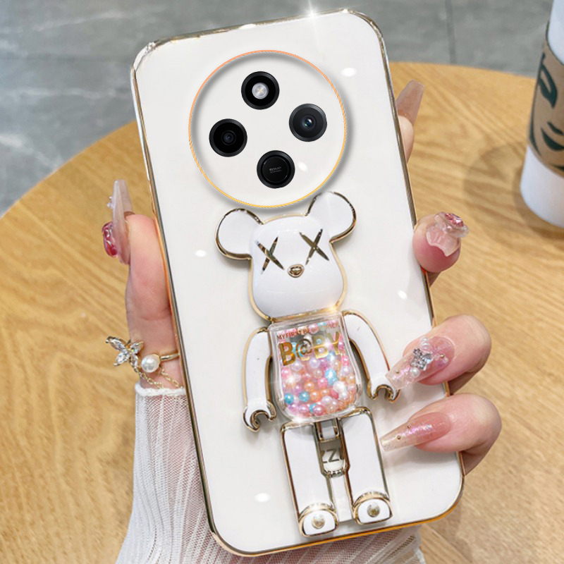 New Phone case Xiaomi Poco C75 Back cover Soft Electroplated Quicksand Hourglass Pellet KWAS Bear silicone shockproof Protector Smooth For Xiaomi Poco C75 case.