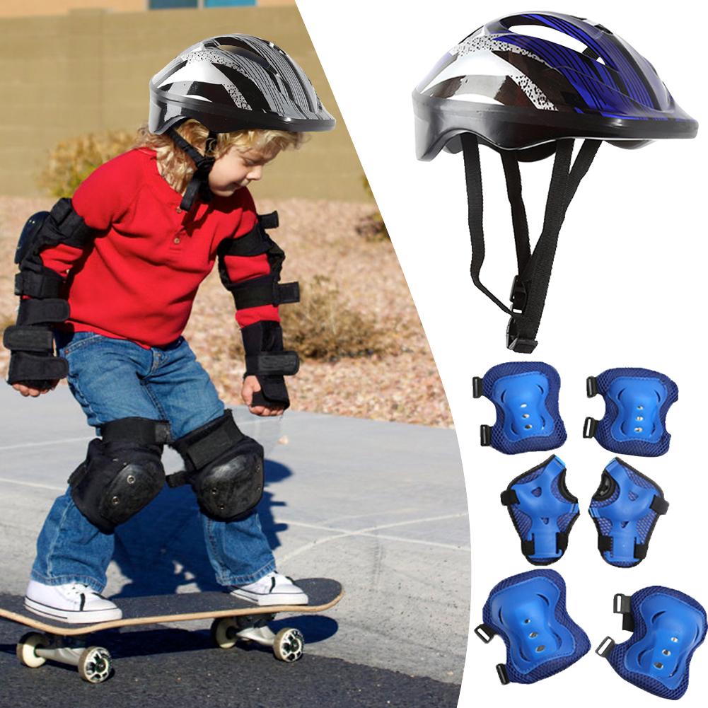 7Pcs Helmet Knee Elbow Protective Gear Set with Wrist Guards Kids Adjustable 48-55cm for Skateboard/Bike/Skating/Cycling
