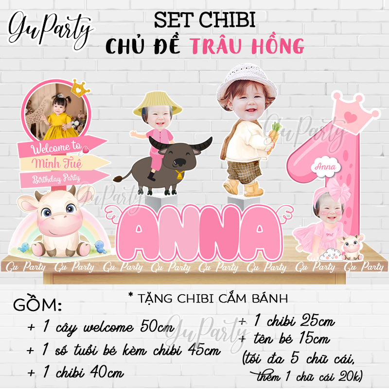 Set Chibi Thôi Nôi Sinh Nhật Cho Bé Tuổi Trâu