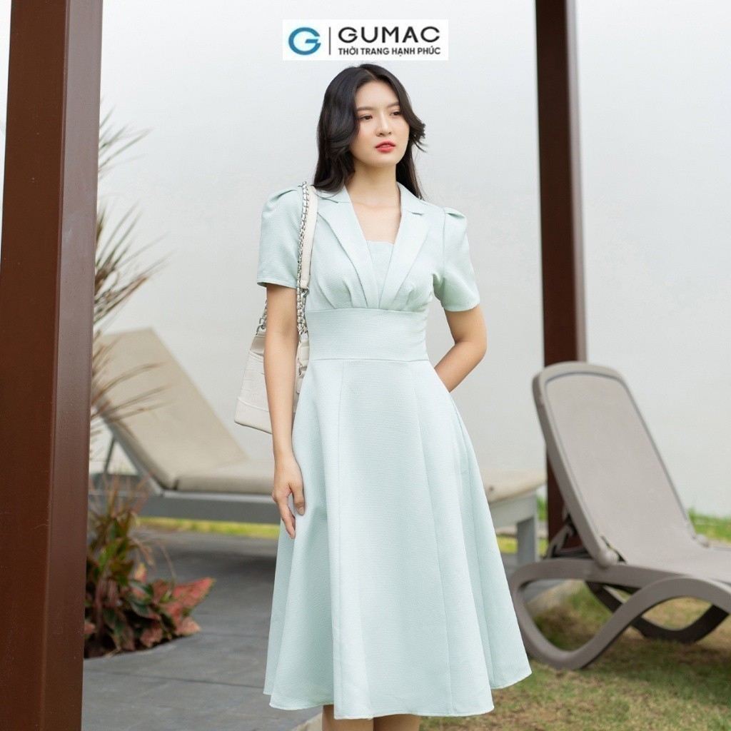 Đầm nữ xòe cổ danton thời trang GUMAC DD07041