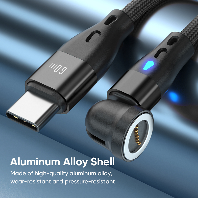 TBTIC 540 ° Rotatable 7-Pin Magnetic Fast Charging Data Cable PD Micro USB Type C For iPhone IPad OPPO Vivo 66W Charge Cable Car Gaming With LED Light