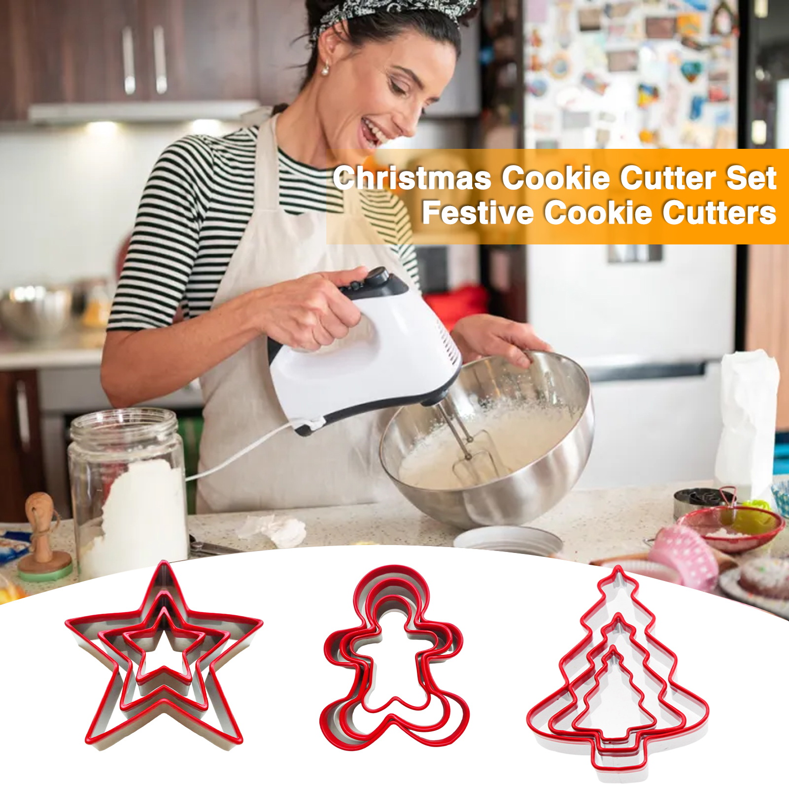 Christmas Cookie Cutter Set Holiday-shaped Sandwich Cutter Festive Stainless Steel Cookie Cutters Christmas Tree and Star Shapes Set of 3 less Than