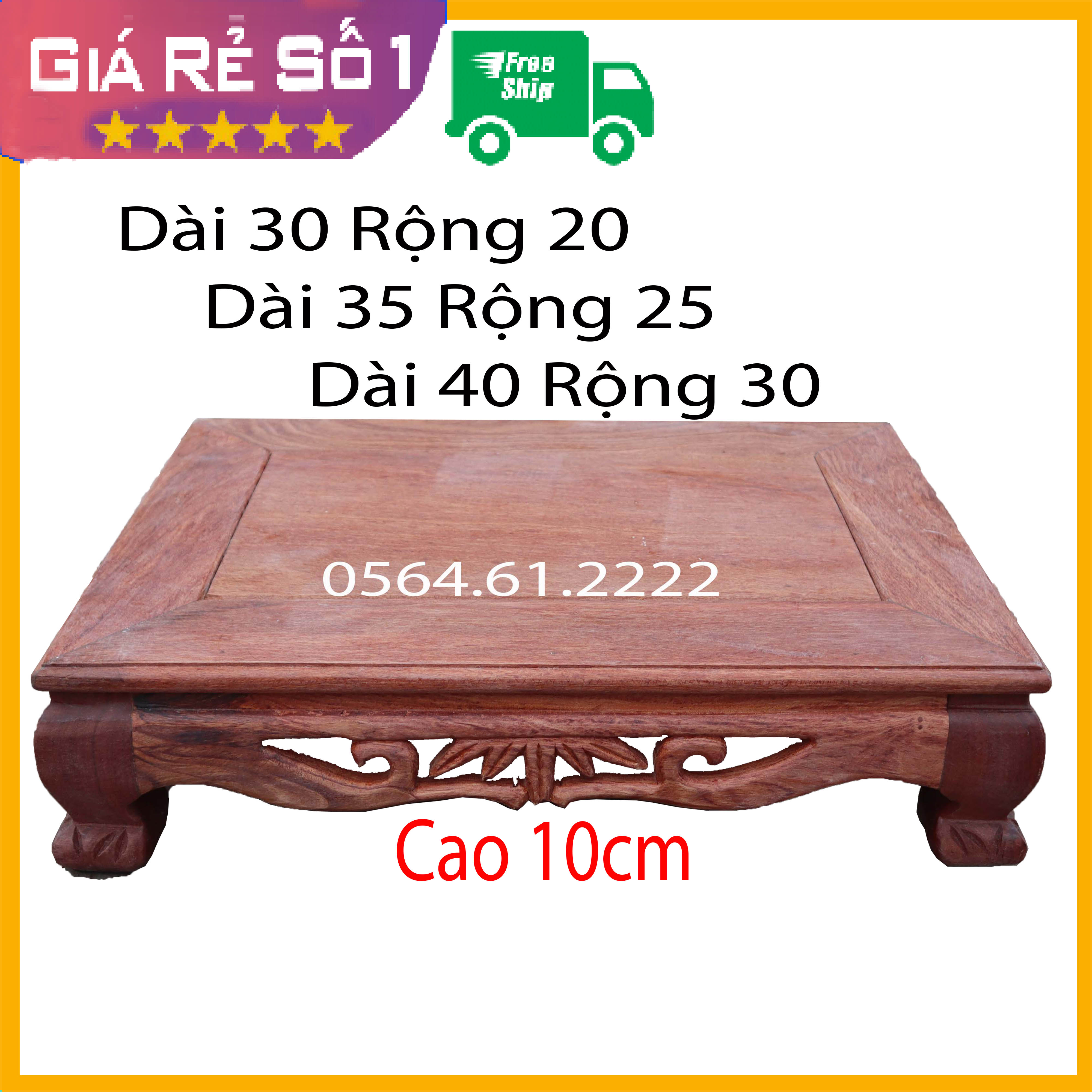 Bàn osin trúc 30x40 kê thờ cúng trơn gỗ hương cao 10cm