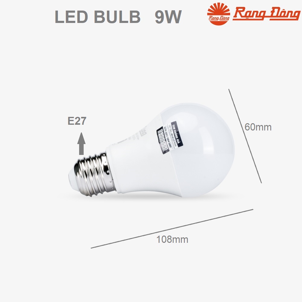 Combo 5 Bóng đèn Led tròn 9w Rạng Đông