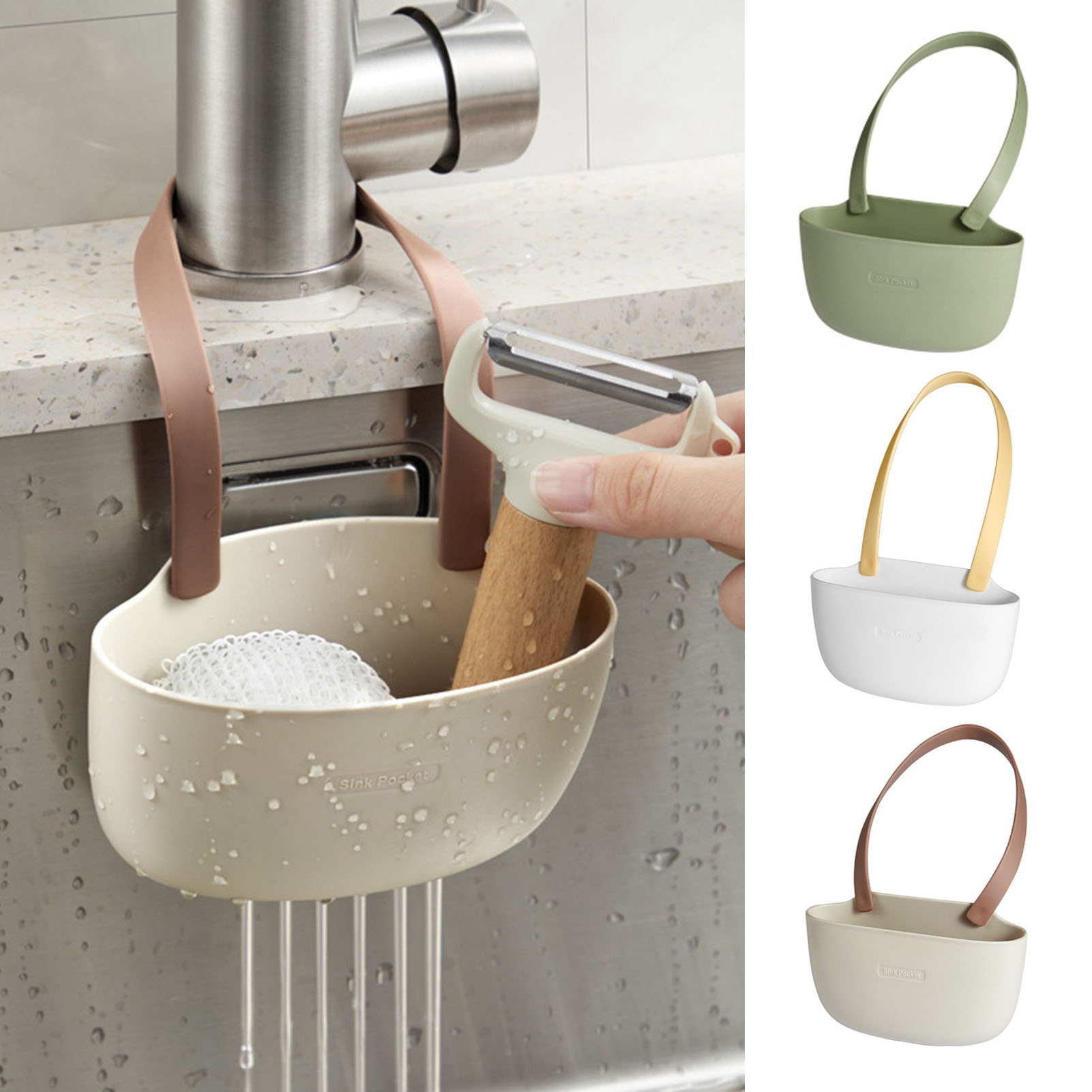 Non-deformable Sink Strainer Drain Basket for Kitchen Sink Kitchen Sponge Drain Holder Durable Sink Drain Bag with Easy Installation Hollow Design for Home