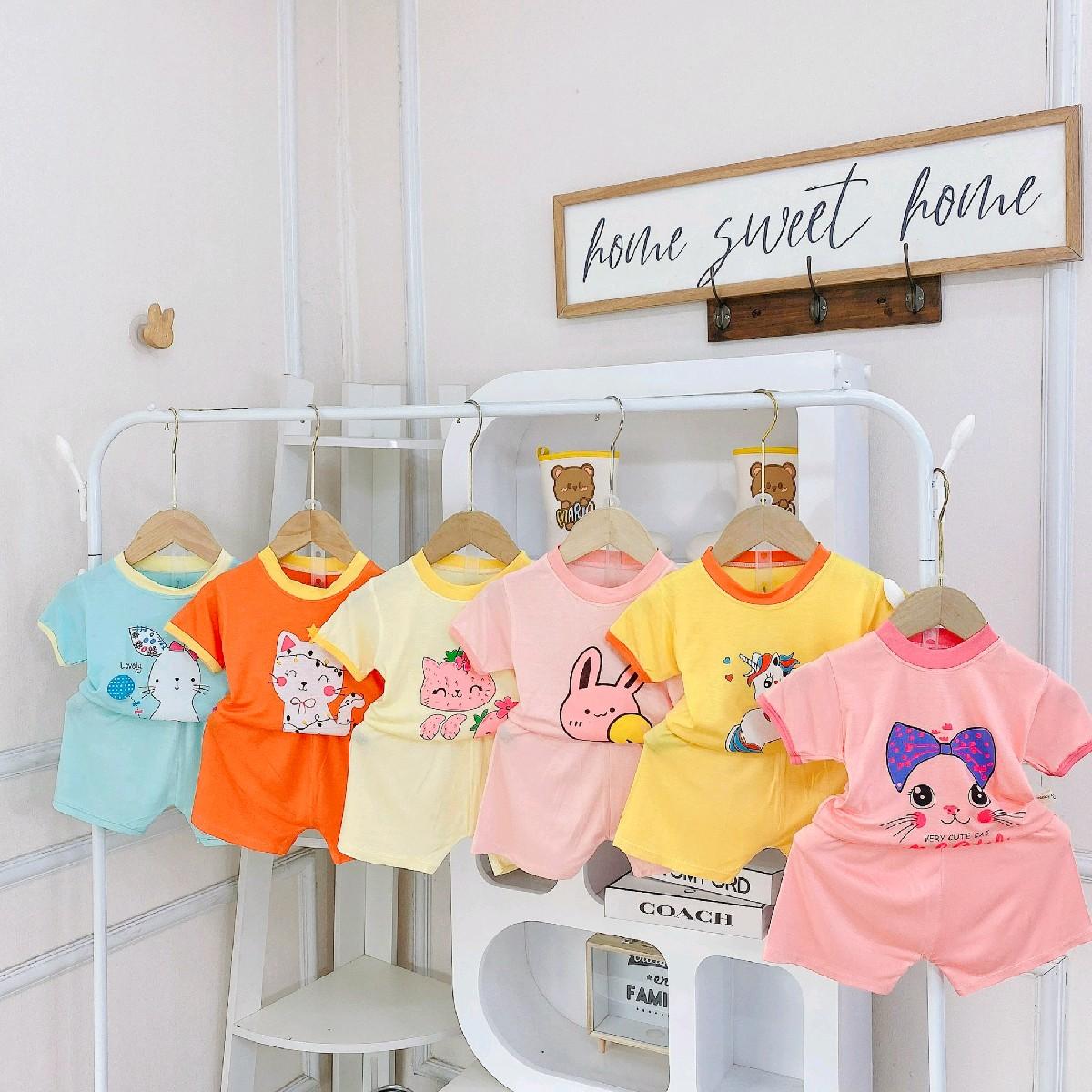 Combo 5 bộ thun lạnh cộc tay nhiều họa tiết cho bé trai bé gái
