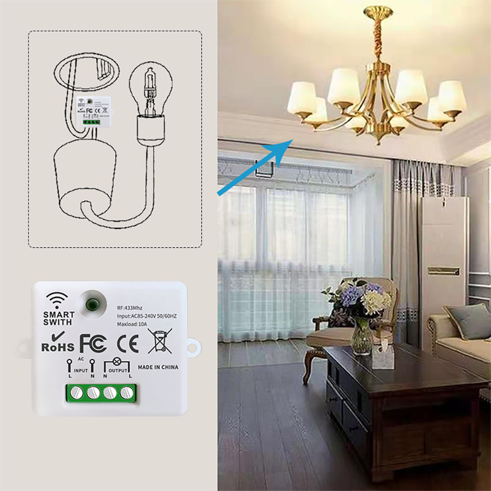 WenQia Công Tắc Đèn Không Dây Mô-đun Mini 110V 220V 230V 10a Bộ Điều Khiển Từ Xa Rf 433MHz Bảng Điều Khiển Gắn Tường Cho Nhà Cửa Đèn LED Bật Tắt