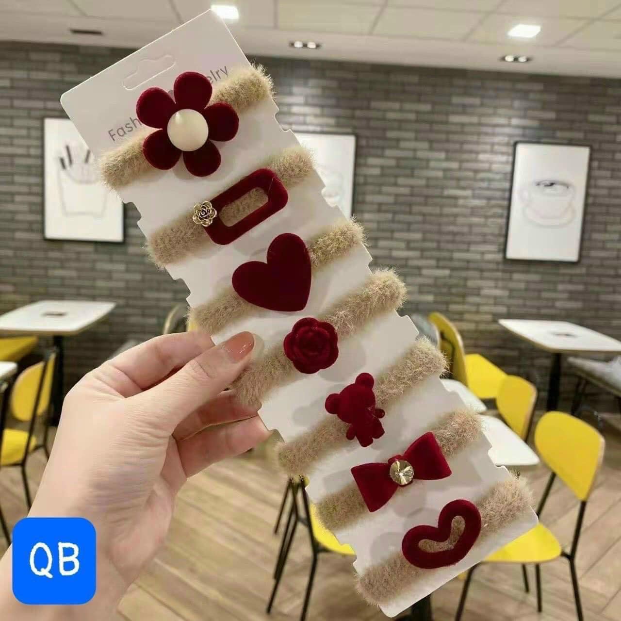 Set 7 dây buộc tóc hình hoa, trái tim phong cách Hàn