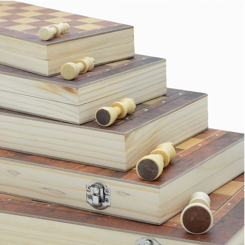 Wooden International Chess Set Board Game Foldable Board Packaging Word Chess