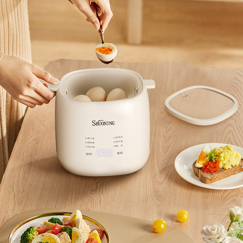 XiaoZhubangchu Egg cooker household egg steamer mini breakfast machine can be reserved for precise temperature control